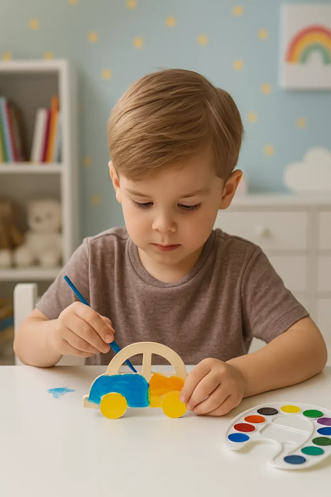 ילד בן 5 עושה יצירה